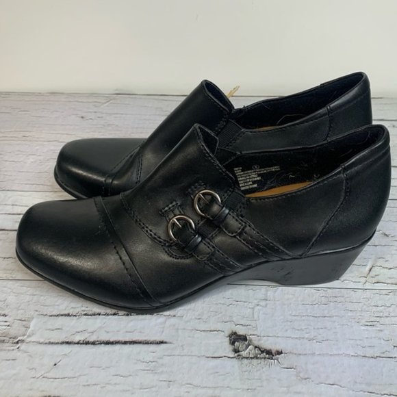 Earth Spirit Shoes - Earth Spirit Classic Nadine Black Leather Slip on Comfort Shoes